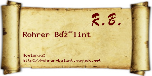 Rohrer Bálint névjegykártya